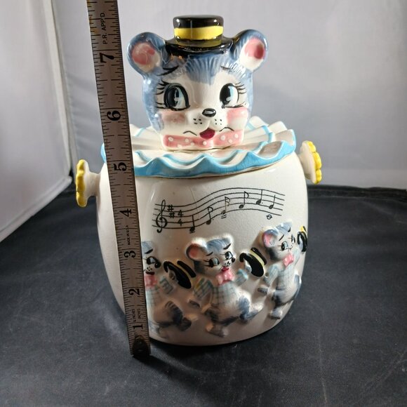 Vintage 1950s kitschy Mouse Themed Lidded Cookie Jar - Picture 9 of 13